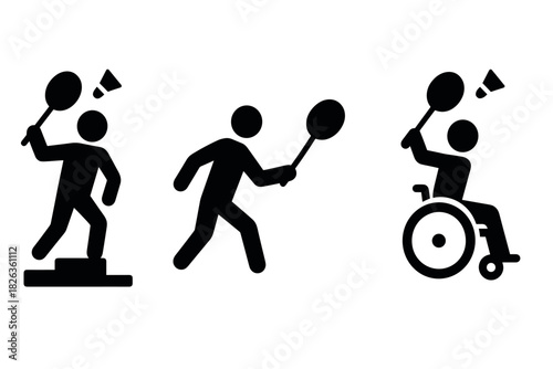Inclusive badminton icons: celebrating diversity in sports with bold silhouettes