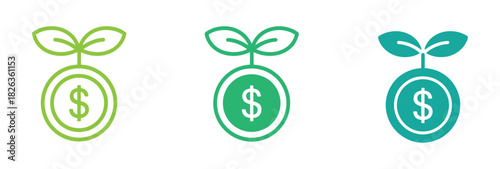 Financial growth investment - vector icon. Dollar sprout, Funding logo, Growing money symbol vector illustration.
