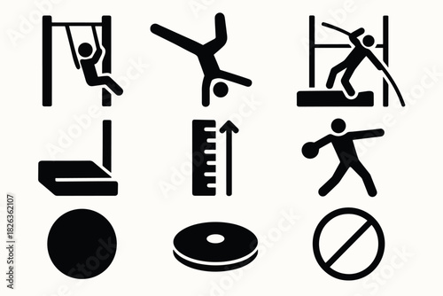 Athletic icons: silhouette sports symbols for track and field