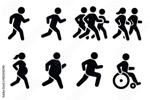 Dynamic symbols of diverse running figures and inclusive movement