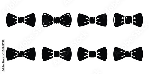 Illustration of the new year festive bow tie silhouette vector icon set. happy New Year 2026 vector icons