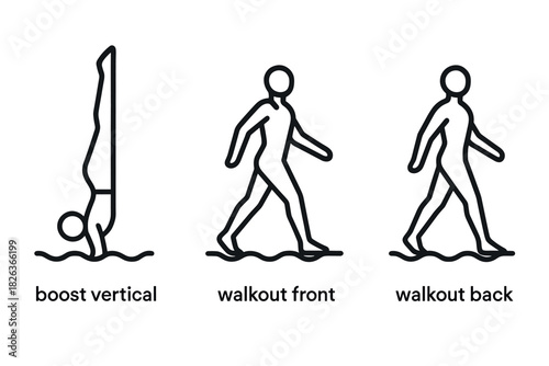 Minimalist exercise icons: handstand and walking poses