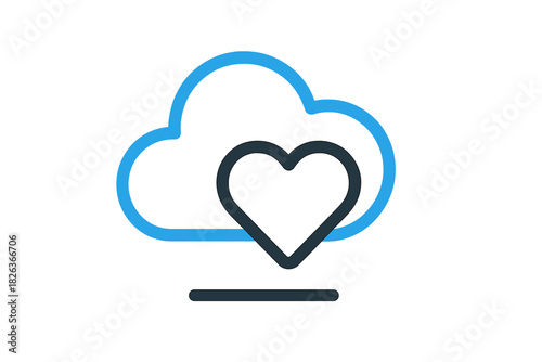 Cloud computing storage with heart symbol for favorite data saving and digital preference