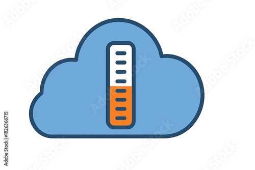Cloud computing storage capacity meter showing data loading progress