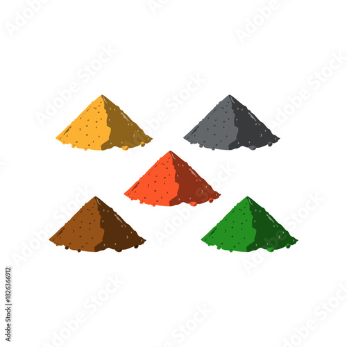 illustration of various color powder