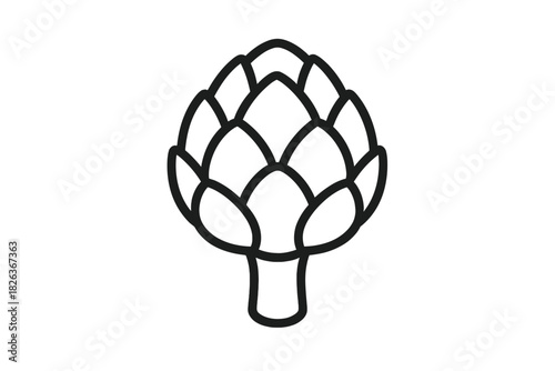 Minimalist line art of a whole artichoke vegetable for healthy eating and culinary design