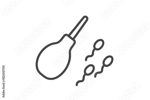 Medical dropper and sperm cells representing artificial insemination procedure