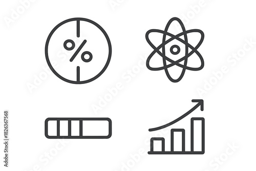 Business growth, scientific concepts, percentage rates, and loading progress
