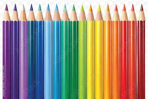 realistic 3d pile of multi color pencils in different style isolated on transparent background 