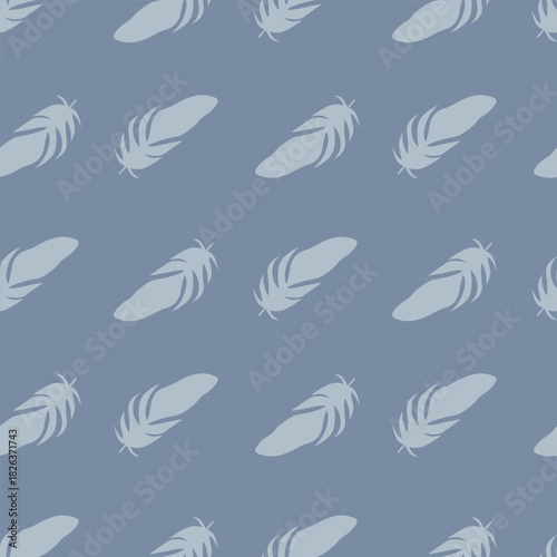 Feather Pattern Vector Illustration on Blue Background. Perfect for fabric prints, wallpapers, and creative projects needing an elegant touch.
