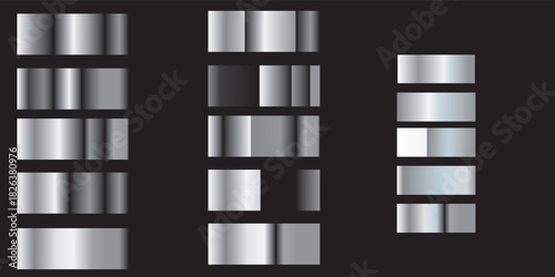 Set of Silver foil texture background. Realistic silver, gradient mesh. High resolution