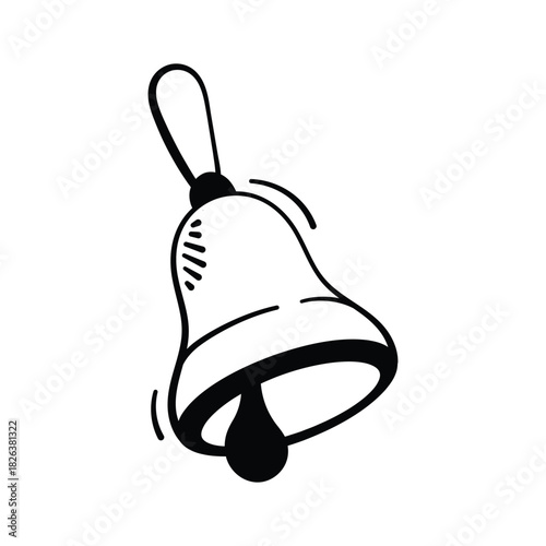 Classic ringing school bell doodle style vector, ready to use icon