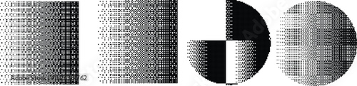 Retro dither set for video. Vintage bitmap texture. Bit gradient circles collection for graphic layouts . Pixel gradients effect.