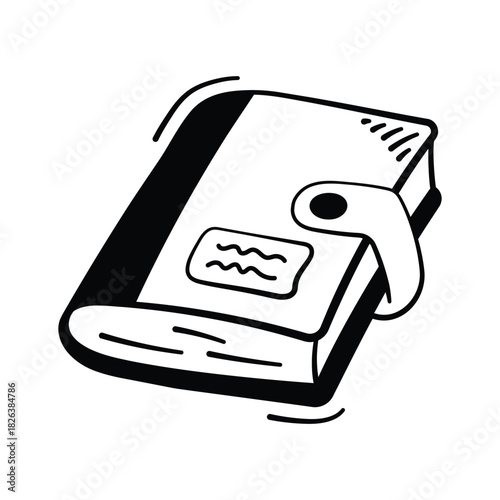 Personal diary or planner hand drawn doodle icon, daily academic planning