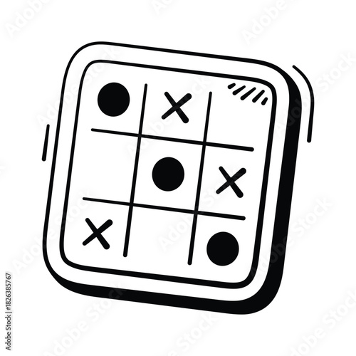Take a look at this amazing doodle style icon of tic tac toe, board game