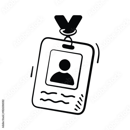 Student identity and school authorization, doodle icon of student id card