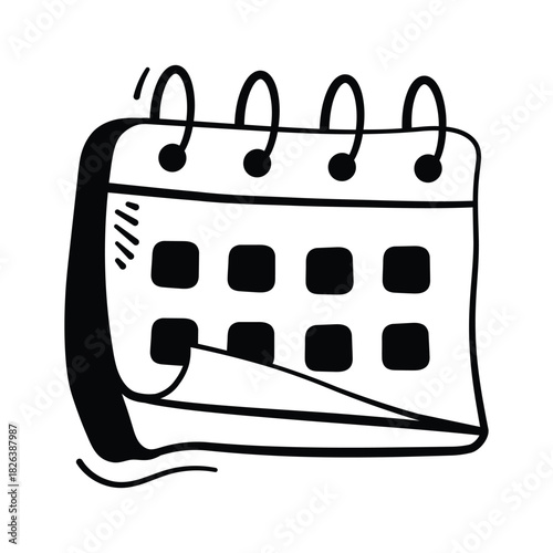 School calendar trendy doodle icon, ready to use vector
