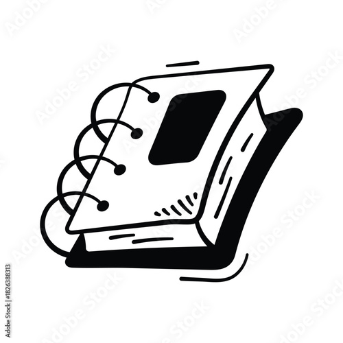 Take your hands on this trendy doodle style icon of notebook, premium vector