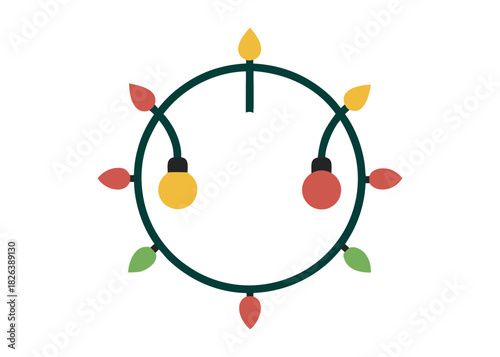 Colourful christmas light logo on white background
