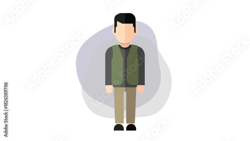 Flat Design Illustration of a Man Wearing a Vest and Trousers