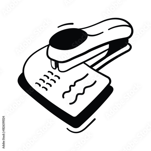Get this amazing doodle icon of stapler, trendy vector design