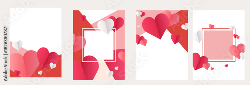 Valentine's day lettering card collection. Cute love sale flyer template, poster, label, ad, copy space, cover, banner design set. 