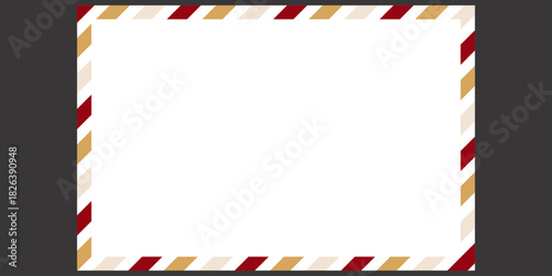 Christmas Envelope with framed images and stripes.International vintage letter border.  Empty classic postal frame. Vector illustration.