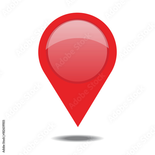 Red location pin 3d icon vector illustration, isolated on white background