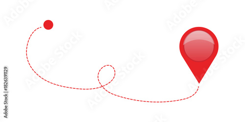 Route location icon two pin sign and dotted line. vector illustration. eps 10