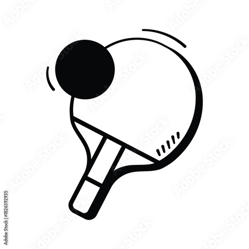 Hand drawn doodle illustration of ping pong paddle, school sports