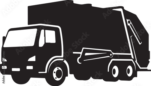 Silhouette of a modern garbage truck with compactor body