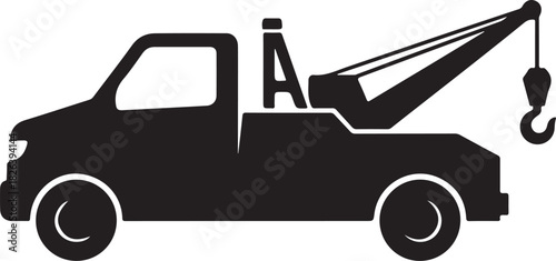 Tow truck icon silhouette vector graphic for auto recovery and transport services