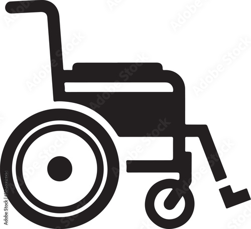 Simple black and white wheelchair icon on white background