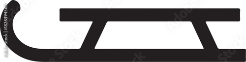 Simple black silhouette of a sled on a white background.