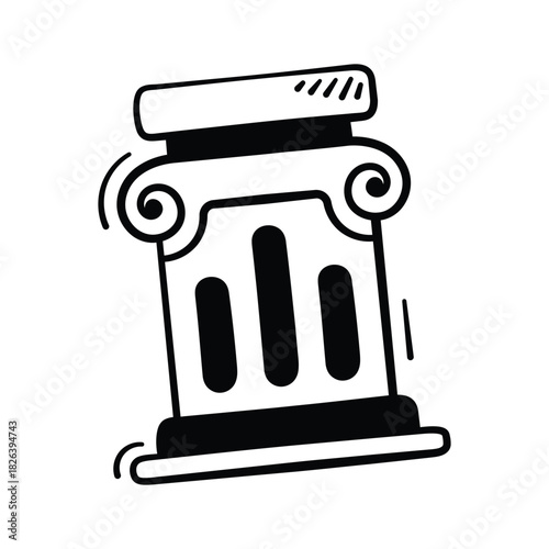 Get this amazing doodle style icon of ancient column in trendy style