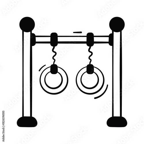 Take your hands on this amazing doodle style icon of gymnastic rings