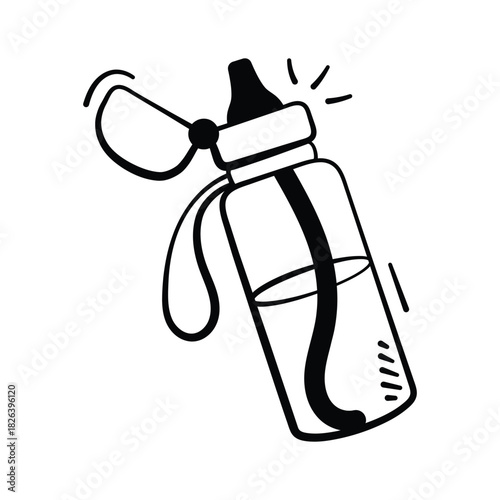 Water bottle in modern hand drawn style, modern vector