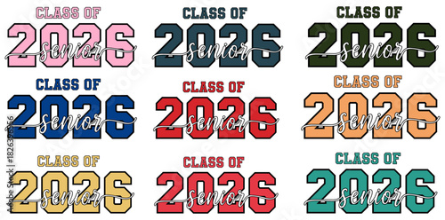 Class of 2026 Senior Graduation Design Colorful Graphic Celebration for Milestone Achievement Celebratory Graphic