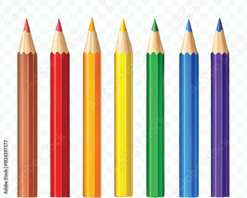 realistic 3d pile of multi color pencils in different style isolated on transparent background 