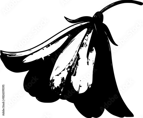 Mystic Melancholy: Single Bluebell Flower Field Solitude | Clean, isolated vector art for creative projects.