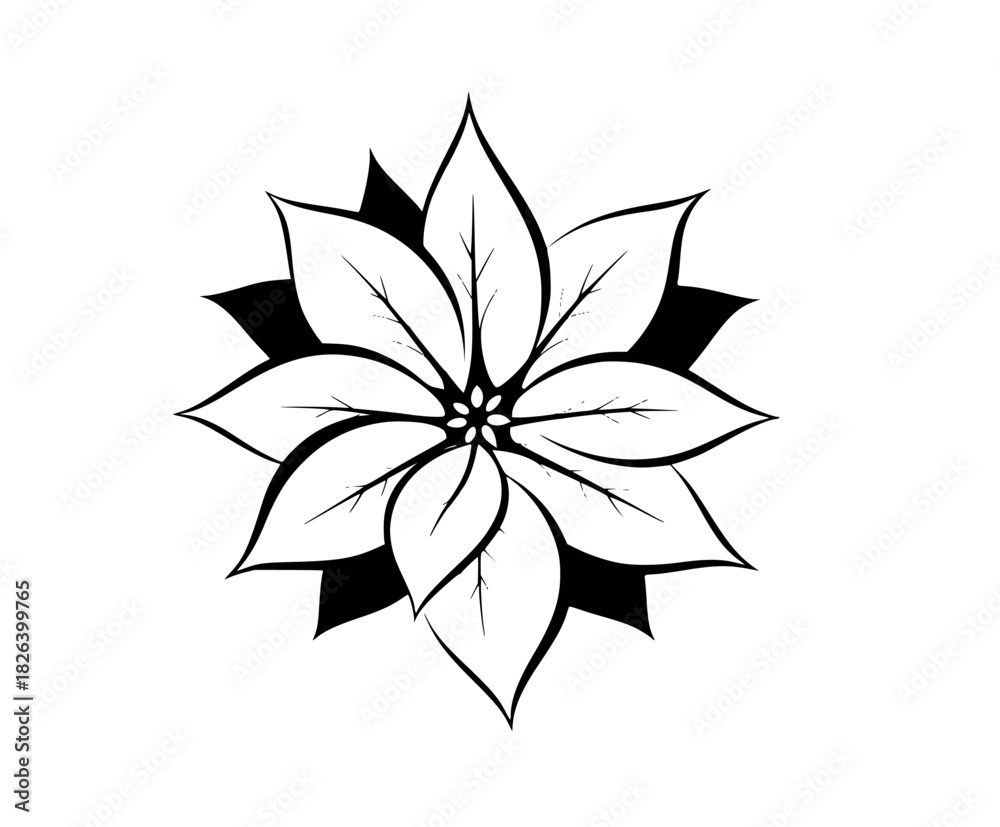 Obraz premium Elegant Black White Artwork Flower Decorative Scrolls Leaves Design | Clean, isolated vector art for creative projects.