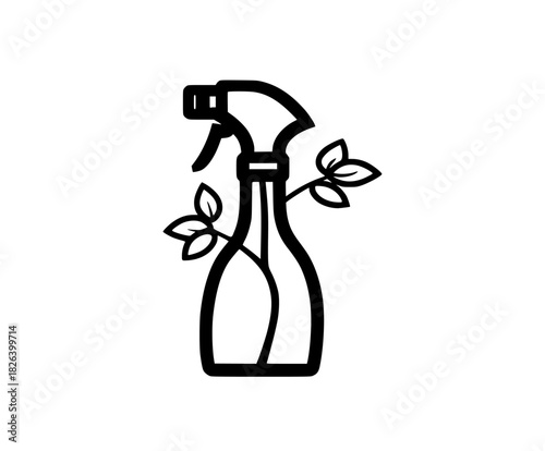 Elegant Black White Flask Spray Bottle | Clean, isolated vector art for creative projects.