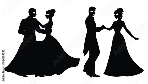 Masked ball silhouette vector illustration for graphic design