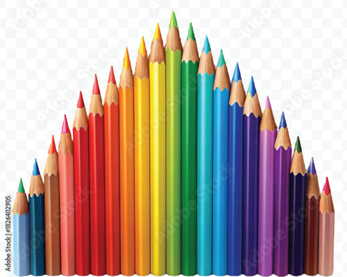 realistic 3d pile of multi color pencils in different style isolated on transparent background 