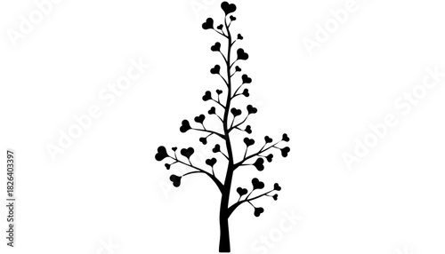Heart tree silhouette vector graphic design love tree art