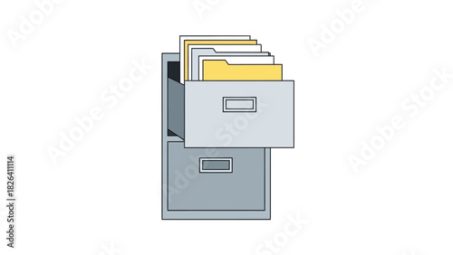 A twodrawer filing cabinet with files inside one drawer