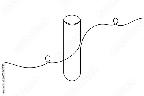 Laboratory glassware continuous one line drawing on white background minimalist scientific experiment outline vector illustration