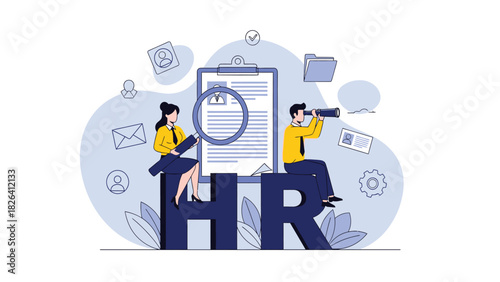 Human Resources (HR) Recruitment and Talent Search Concept Vector Illustration