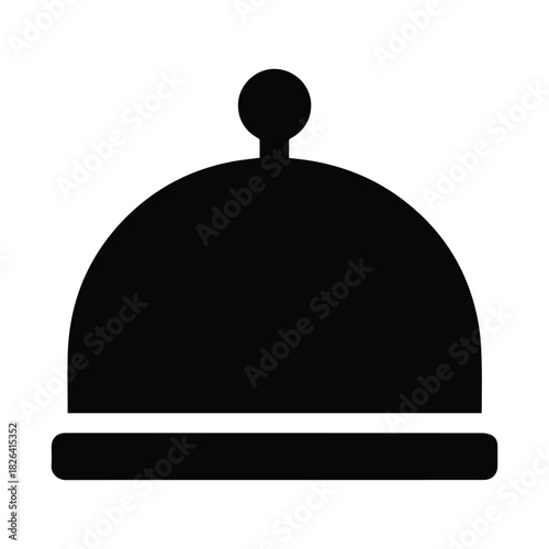Food cloche cover serving platter silhouette icon design element vector isolated on white background
