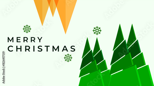 MERRY CHRISTMAS DECORATION GREEN BACKGROUND. GOOD FOR GREETING CARD, BANNER,COVER DESIGN